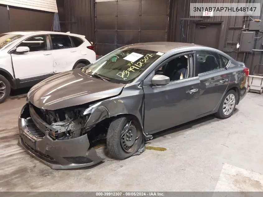 2017 Nissan Sentra Sv VIN: 3N1AB7AP7HL648147 Lot: 39912307