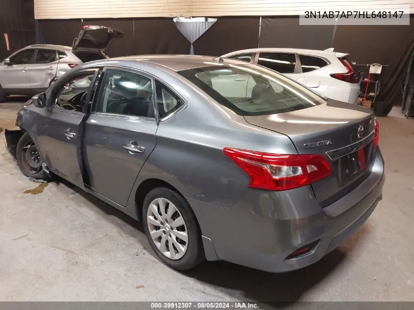 2017 Nissan Sentra Sv VIN: 3N1AB7AP7HL648147 Lot: 39912307