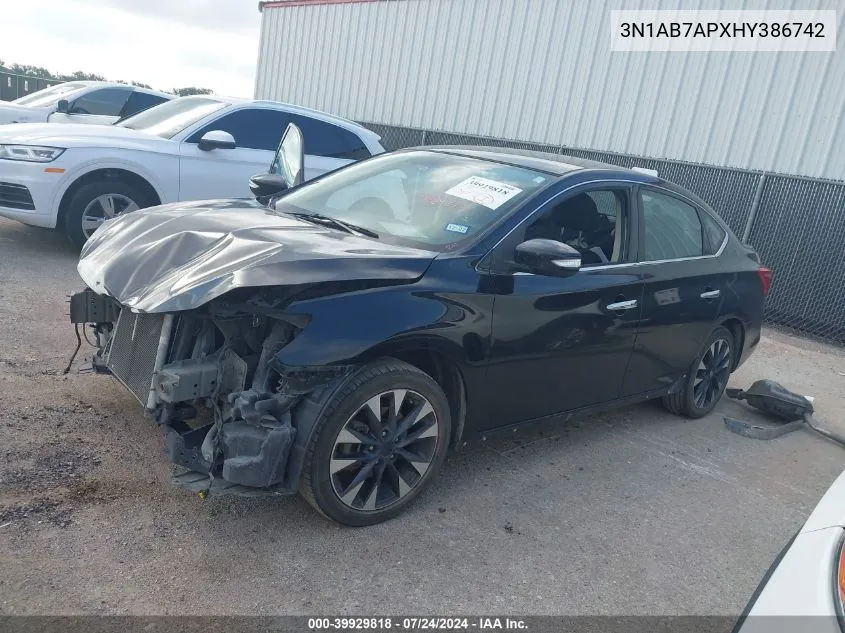 2017 Nissan Sentra Sr VIN: 3N1AB7APXHY386742 Lot: 39929818