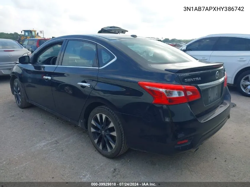 2017 Nissan Sentra Sr VIN: 3N1AB7APXHY386742 Lot: 39929818