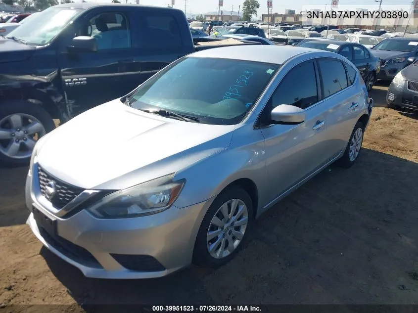 2017 Nissan Sentra S/Sv/Sr/Sl VIN: 3N1AB7APXHY203890 Lot: 39951523