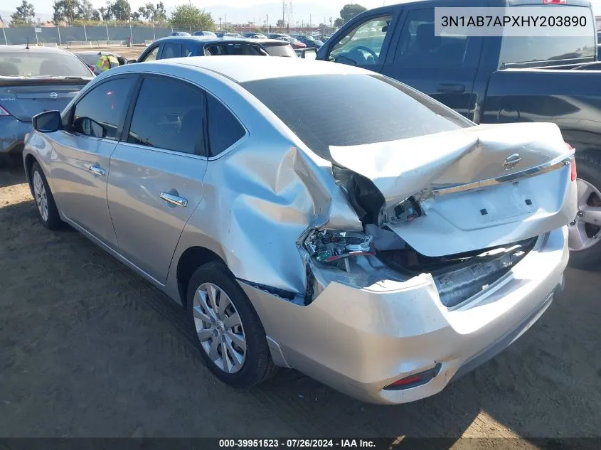 2017 Nissan Sentra S/Sv/Sr/Sl VIN: 3N1AB7APXHY203890 Lot: 39951523