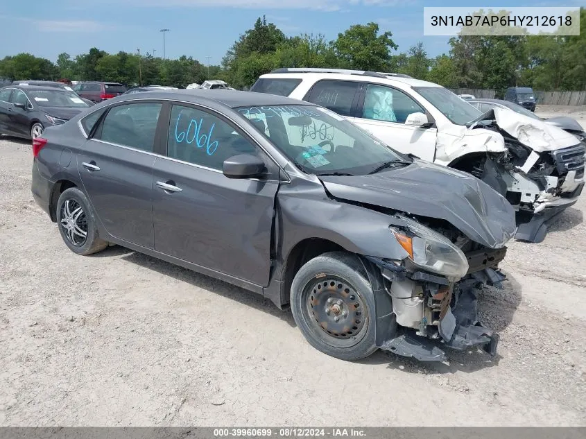 2017 Nissan Sentra S VIN: 3N1AB7AP6HY212618 Lot: 39960699