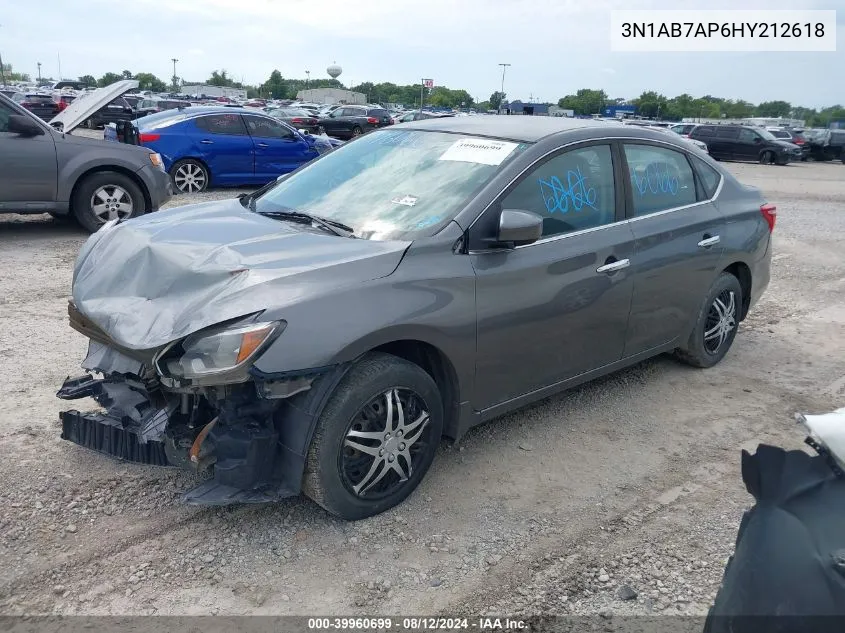 2017 Nissan Sentra S VIN: 3N1AB7AP6HY212618 Lot: 39960699