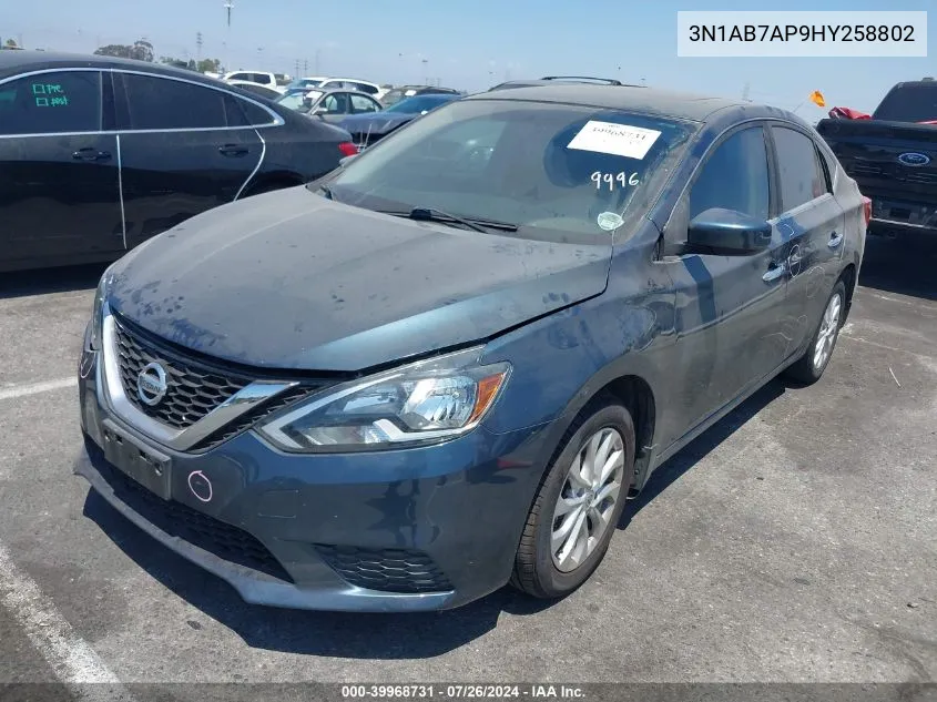 2017 Nissan Sentra Sv VIN: 3N1AB7AP9HY258802 Lot: 39968731