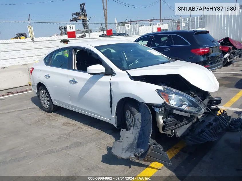 2017 Nissan Sentra Sv VIN: 3N1AB7AP6HY371980 Lot: 39984662