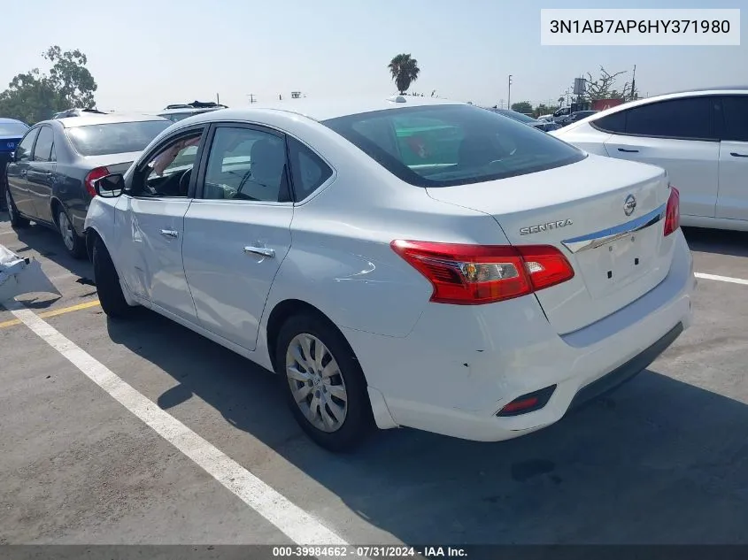 2017 Nissan Sentra Sv VIN: 3N1AB7AP6HY371980 Lot: 39984662