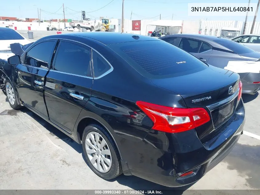 2017 Nissan Sentra Sv VIN: 3N1AB7AP5HL640841 Lot: 39993340