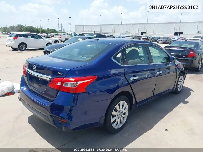 2017 Nissan Sentra Sv VIN: 3N1AB7AP2HY293102 Lot: 39993551