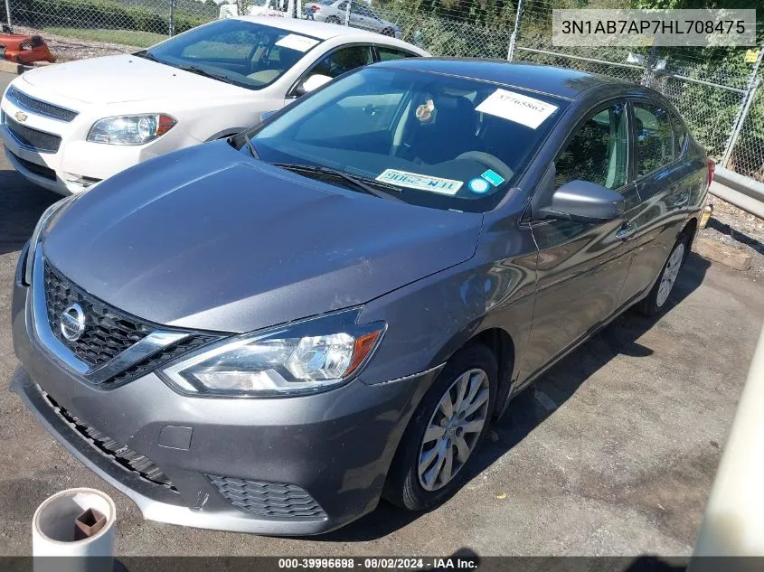 2017 Nissan Sentra Sv VIN: 3N1AB7AP7HL708475 Lot: 39996698