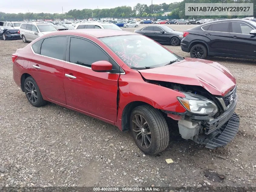 2017 Nissan Sentra Sv VIN: 3N1AB7AP0HY228927 Lot: 40020258