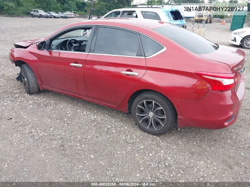 2017 Nissan Sentra Sv VIN: 3N1AB7AP0HY228927 Lot: 40020258