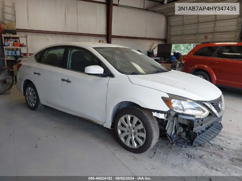 2017 Nissan Sentra Sv VIN: 3N1AB7AP4HY347435 Lot: 40024182