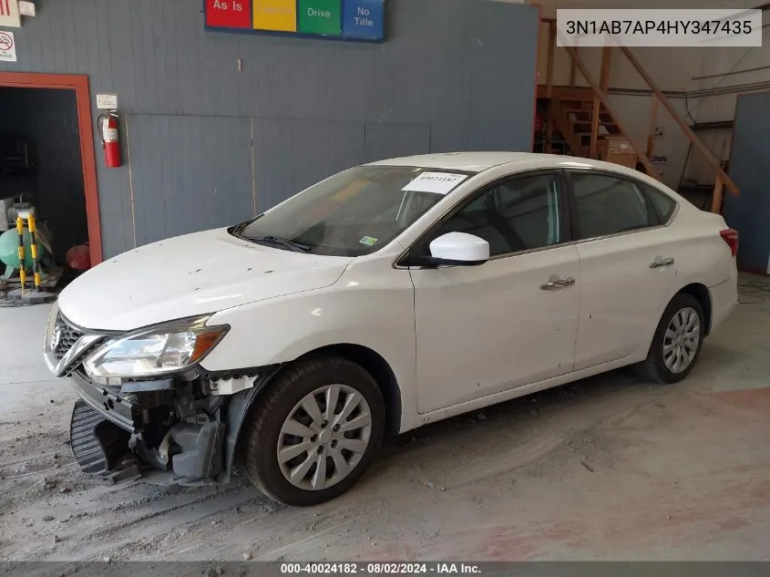 2017 Nissan Sentra Sv VIN: 3N1AB7AP4HY347435 Lot: 40024182