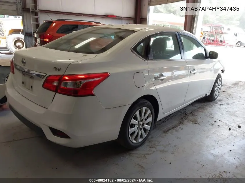 2017 Nissan Sentra Sv VIN: 3N1AB7AP4HY347435 Lot: 40024182