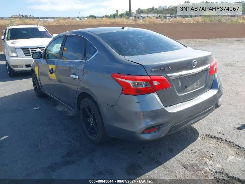 2017 Nissan Sentra Sv VIN: 3N1AB7AP4HY374067 Lot: 40045644