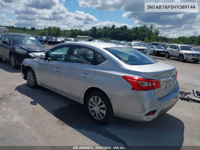 2017 Nissan Sentra Sv VIN: 3N1AB7AP5HY389144 Lot: 40046675