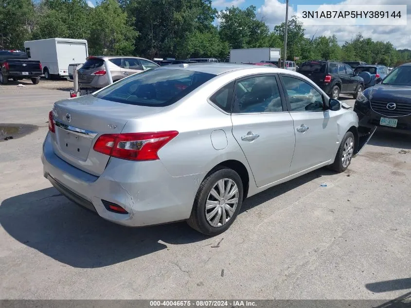 2017 Nissan Sentra Sv VIN: 3N1AB7AP5HY389144 Lot: 40046675