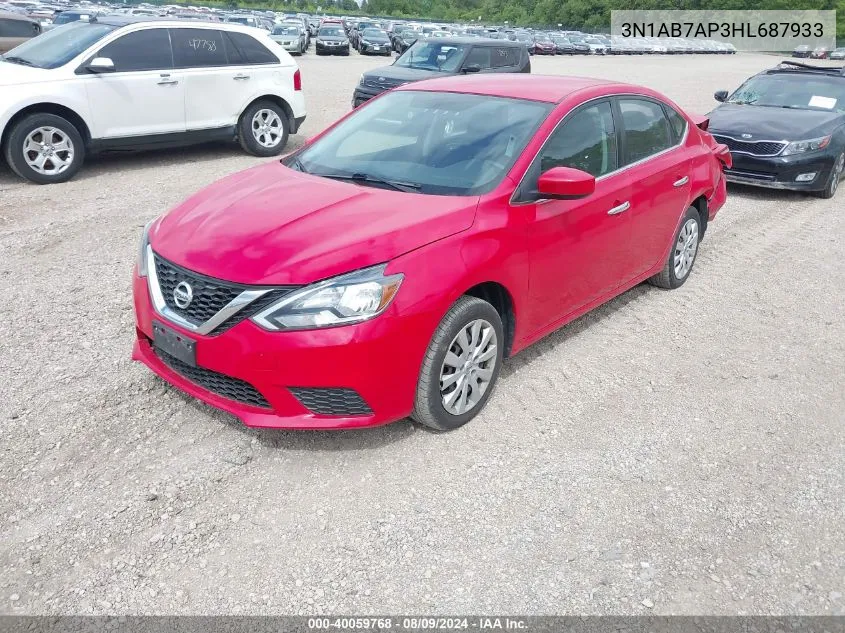 2017 Nissan Sentra Sv VIN: 3N1AB7AP3HL687933 Lot: 40059768