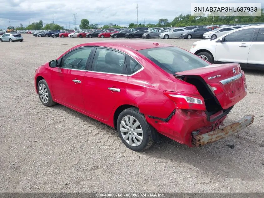 3N1AB7AP3HL687933 2017 Nissan Sentra Sv