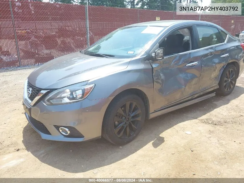 2017 Nissan Sentra Sr VIN: 3N1AB7AP2HY403792 Lot: 40066577