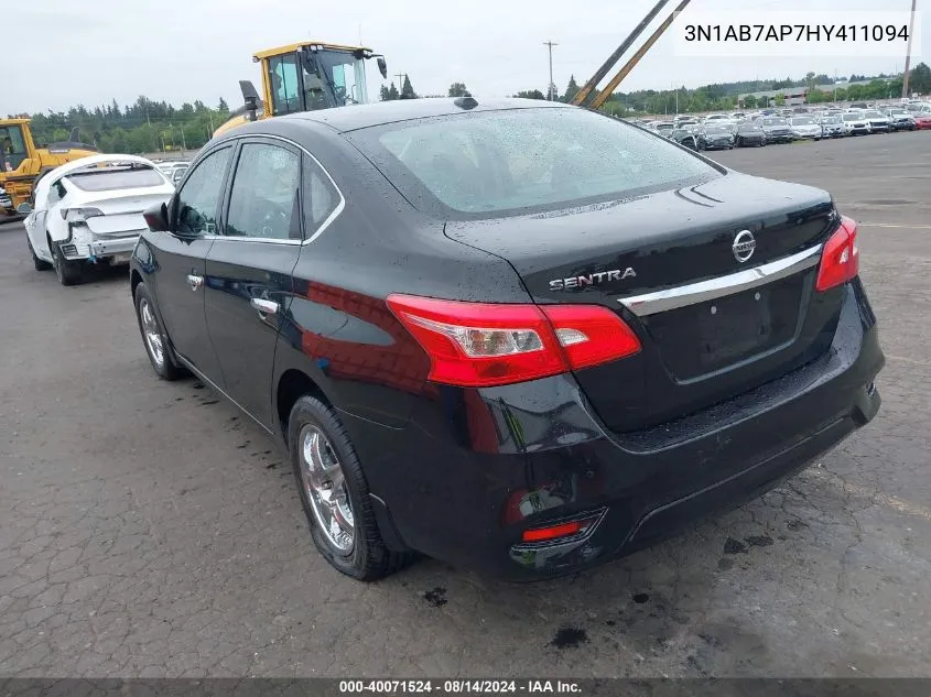 2017 Nissan Sentra Sv VIN: 3N1AB7AP7HY411094 Lot: 40071524