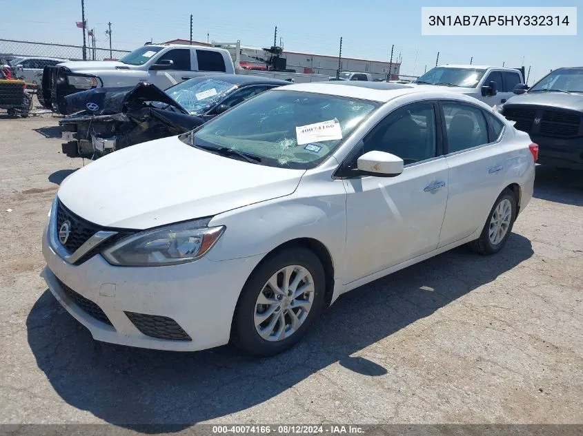 2017 Nissan Sentra Sv VIN: 3N1AB7AP5HY332314 Lot: 40074166