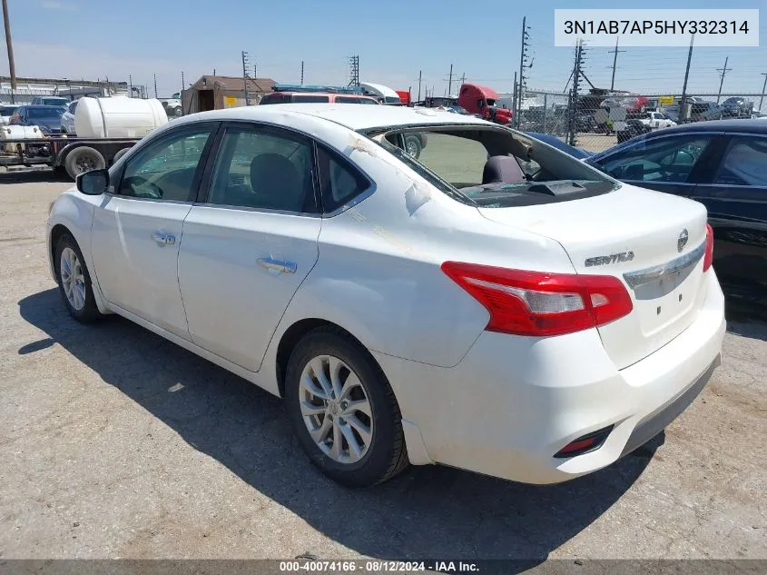 2017 Nissan Sentra Sv VIN: 3N1AB7AP5HY332314 Lot: 40074166