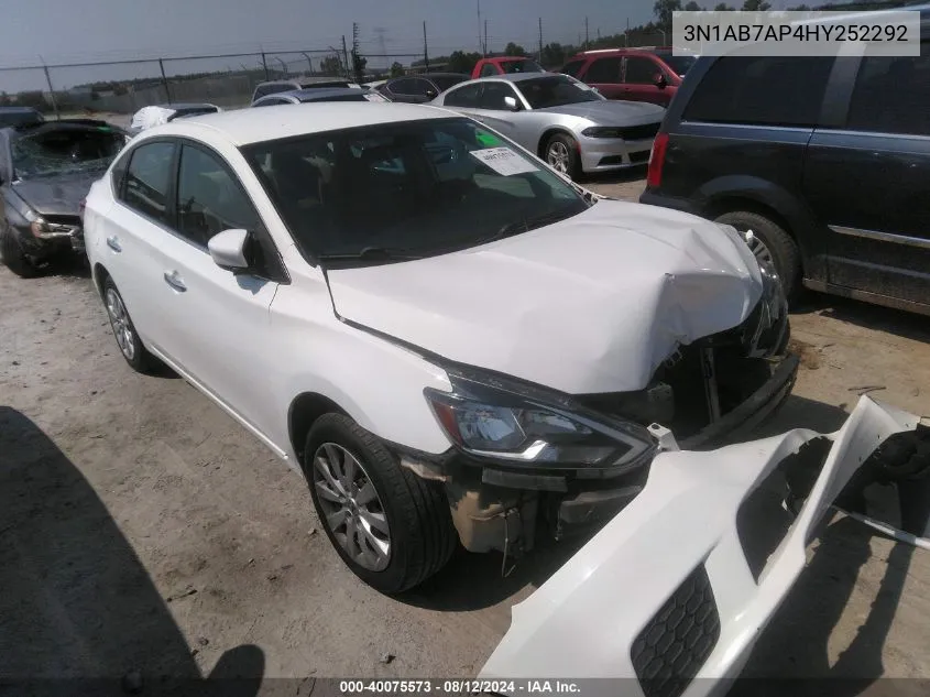 2017 Nissan Sentra S VIN: 3N1AB7AP4HY252292 Lot: 40075573