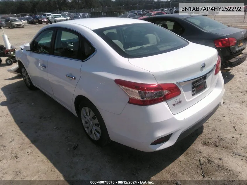 2017 Nissan Sentra S VIN: 3N1AB7AP4HY252292 Lot: 40075573