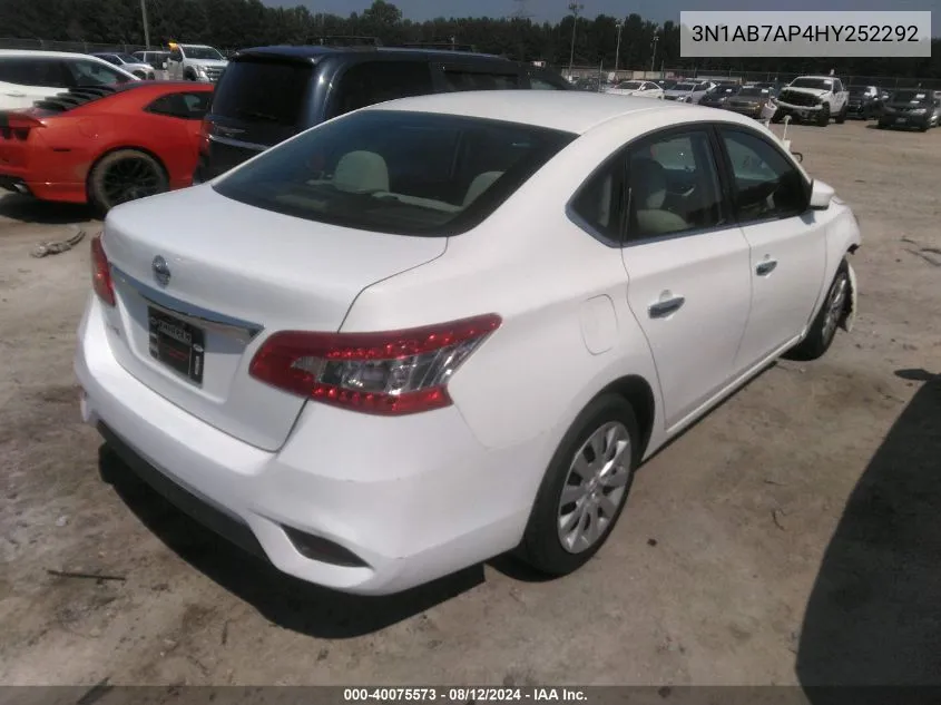 2017 Nissan Sentra S VIN: 3N1AB7AP4HY252292 Lot: 40075573