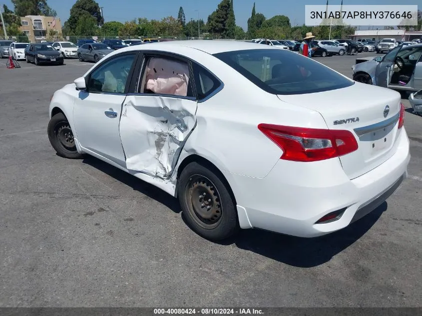 2017 Nissan Sentra S VIN: 3N1AB7AP8HY376646 Lot: 40080424