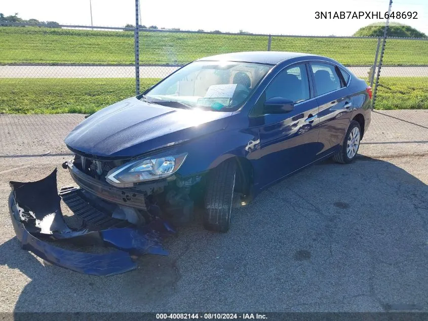 2017 Nissan Sentra Sv VIN: 3N1AB7APXHL648692 Lot: 40082144