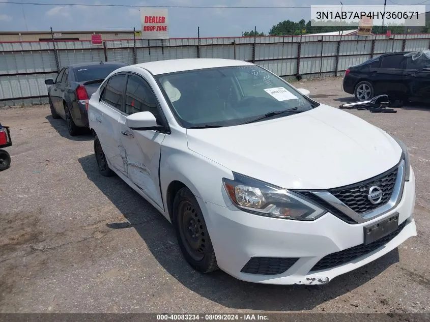 2017 Nissan Sentra S VIN: 3N1AB7AP4HY360671 Lot: 40083234