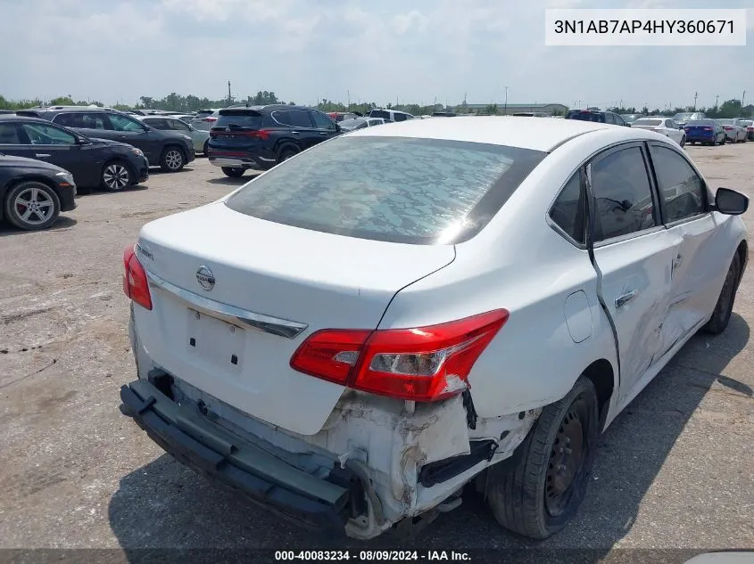 2017 Nissan Sentra S VIN: 3N1AB7AP4HY360671 Lot: 40083234