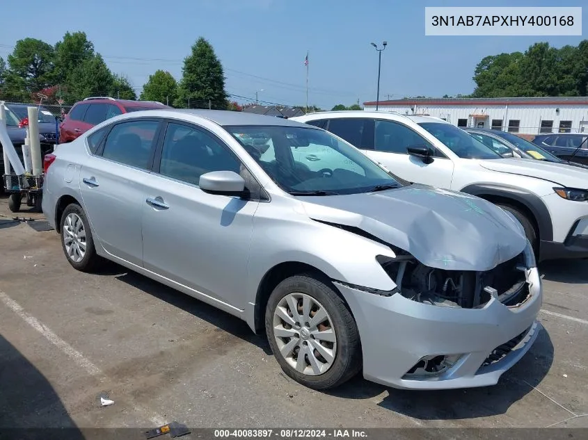 2017 Nissan Sentra S/Sv/Sr/Sl VIN: 3N1AB7APXHY400168 Lot: 40083897