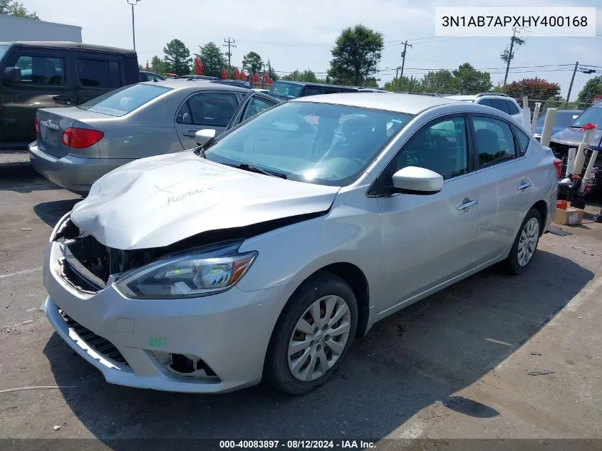 2017 Nissan Sentra S/Sv/Sr/Sl VIN: 3N1AB7APXHY400168 Lot: 40083897