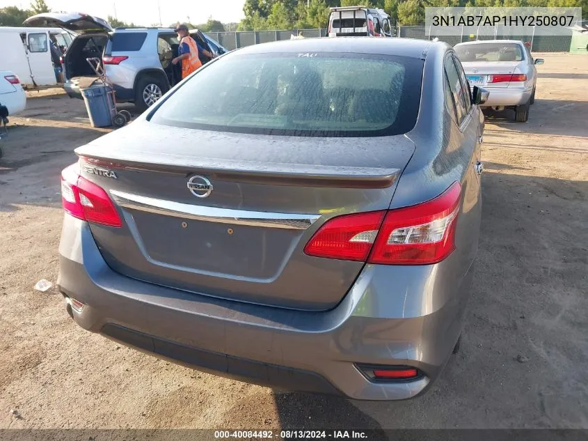 2017 Nissan Sentra S VIN: 3N1AB7AP1HY250807 Lot: 40084492