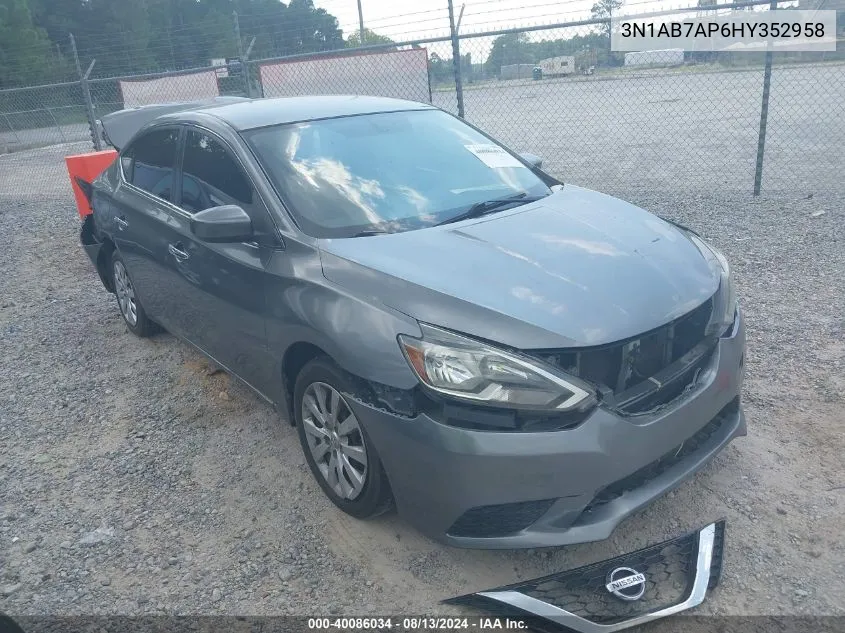 2017 Nissan Sentra Sv VIN: 3N1AB7AP6HY352958 Lot: 40086034