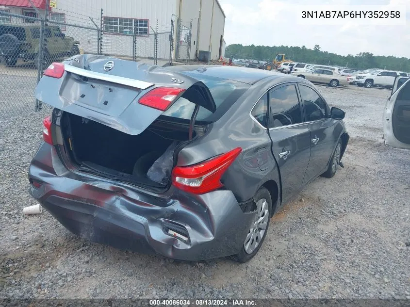 2017 Nissan Sentra Sv VIN: 3N1AB7AP6HY352958 Lot: 40086034