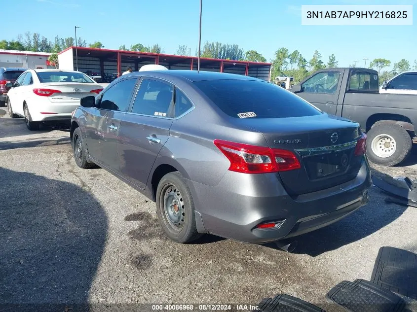 2017 Nissan Sentra S VIN: 3N1AB7AP9HY216825 Lot: 40086968