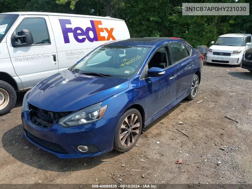 2017 Nissan Sentra Sr Turbo VIN: 3N1CB7AP0HY231030 Lot: 40089538