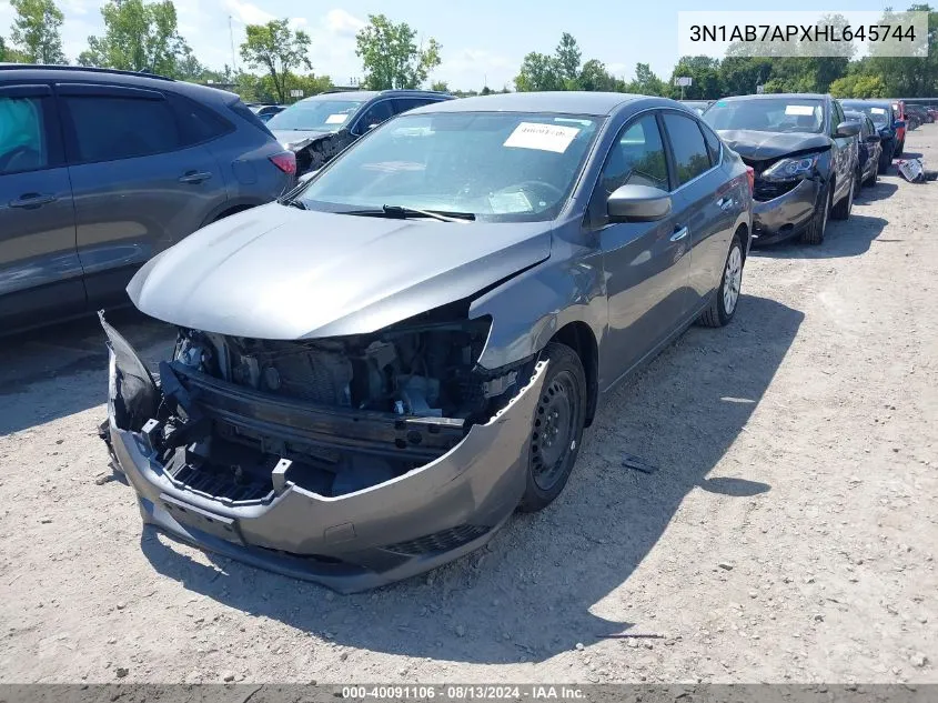 2017 Nissan Sentra Sv VIN: 3N1AB7APXHL645744 Lot: 40091106