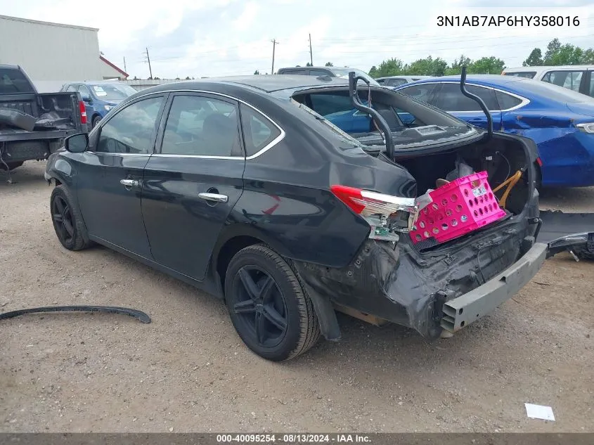 2017 Nissan Sentra Sv VIN: 3N1AB7AP6HY358016 Lot: 40095254