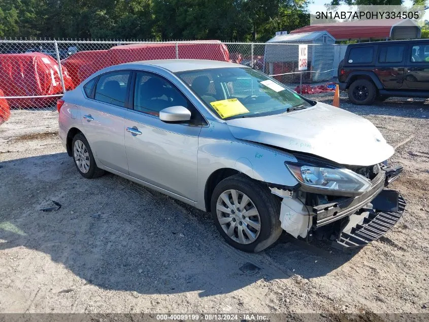 2017 Nissan Sentra Sv VIN: 3N1AB7AP0HY334505 Lot: 40099199