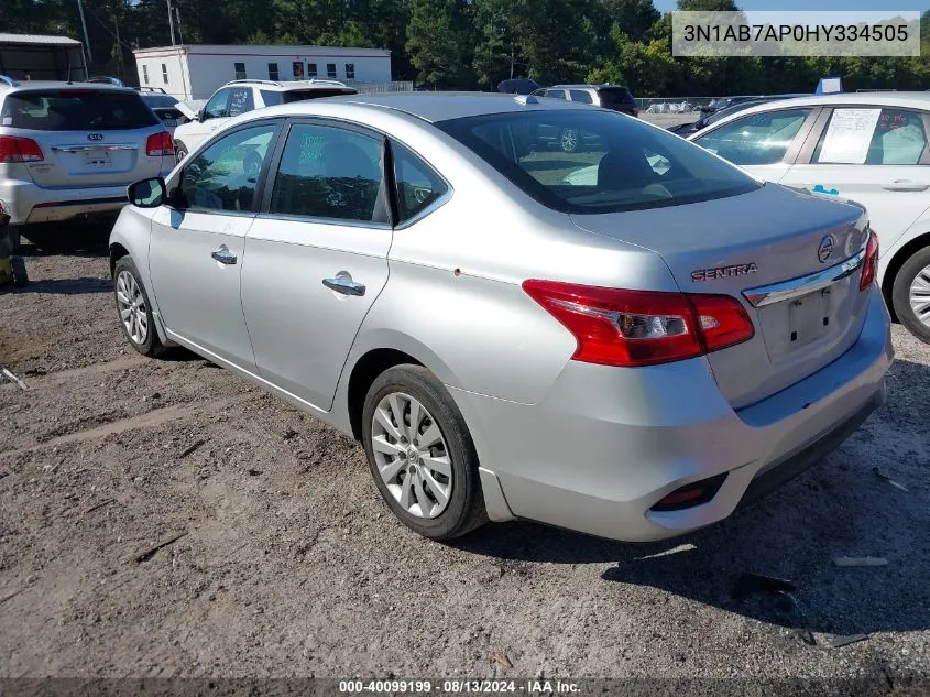 2017 Nissan Sentra Sv VIN: 3N1AB7AP0HY334505 Lot: 40099199