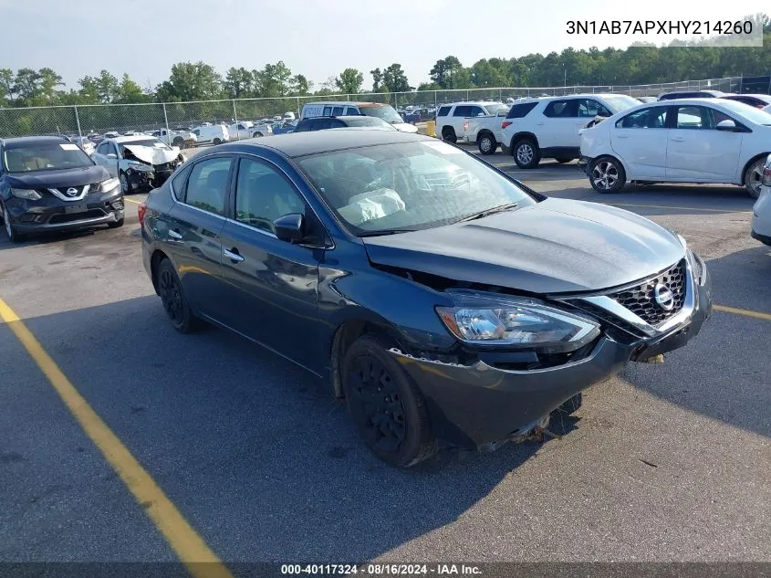 2017 Nissan Sentra Sv VIN: 3N1AB7APXHY214260 Lot: 40117324