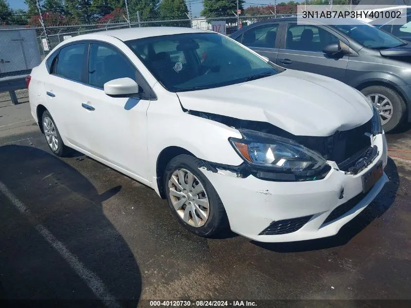 2017 Nissan Sentra Sv VIN: 3N1AB7AP3HY401002 Lot: 40120730