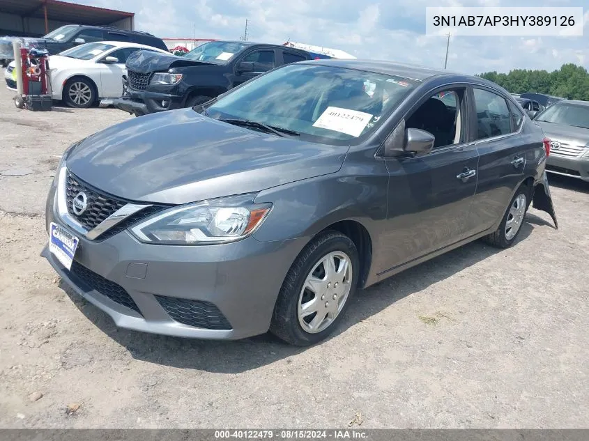 2017 Nissan Sentra S VIN: 3N1AB7AP3HY389126 Lot: 40122479