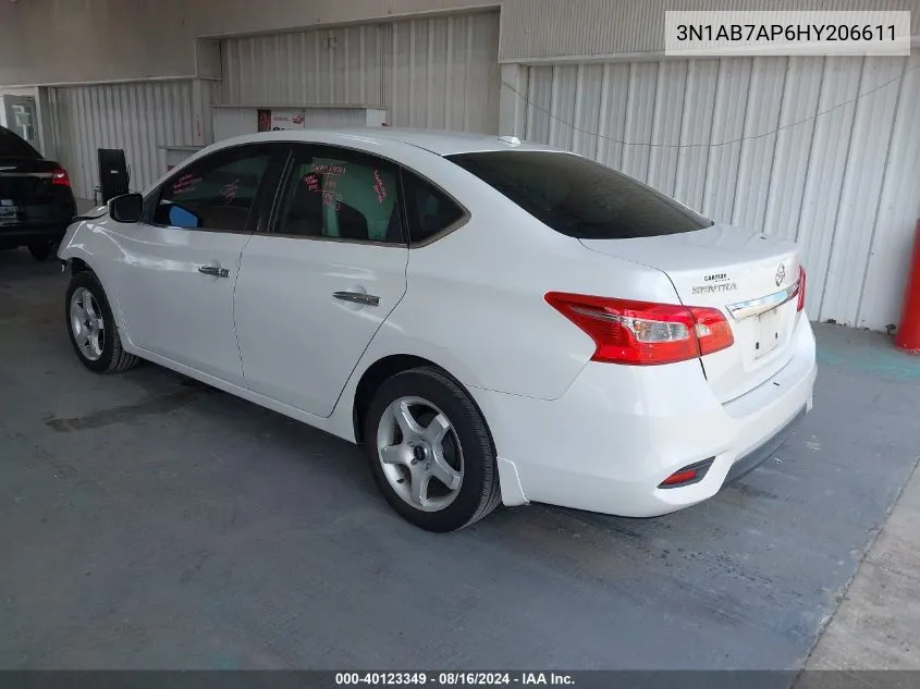 3N1AB7AP6HY206611 2017 Nissan Sentra Sv